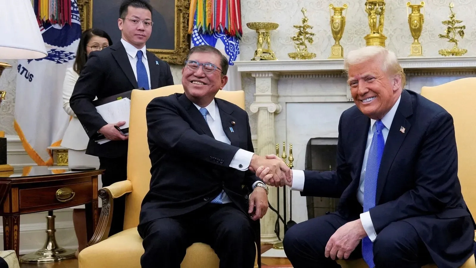 Ishiba at his first meeting with Trump in the Oval Office earlier this year (Source: cfr.org)